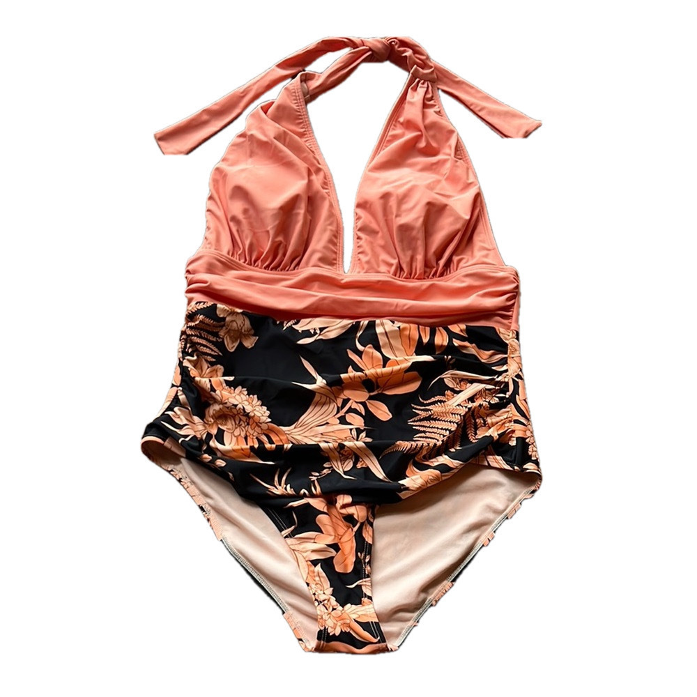 Floral Halter One-Piece Swimsuit